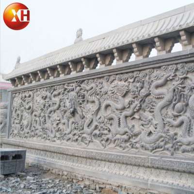 Stone Carved Nine-Dragon Wall Mural Bluestone Antique Dragon Relief Sculpture For Exterior Outdoor Decoration